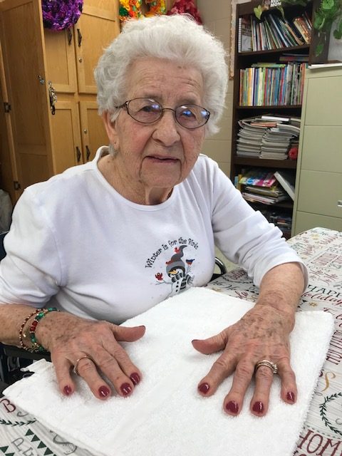 resident getting nails done