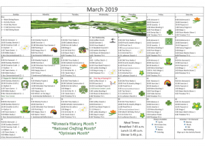 March Calendar of Events at MediLodge